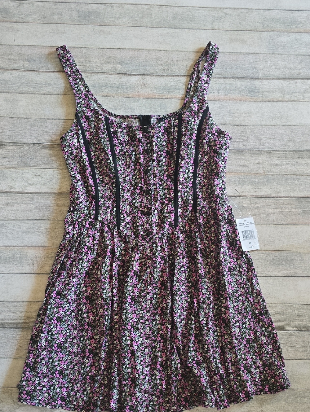 B.Smart Floral Sundress with Pink & Black Bouquet Size 11 New